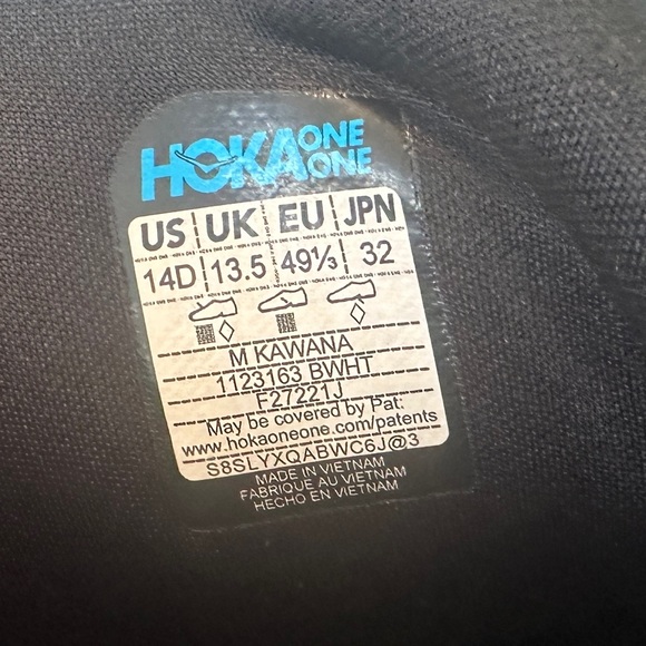 Hoka One One Kawana Men’s 14D Running Shoes Black White Lightweight Quick Dry - Picture 14 of 15